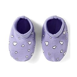 Babyhug 100% Cotton Knit Mittens & Booties Set with Heart Print - Lavender