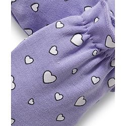 Babyhug 100% Cotton Knit Mittens & Booties Set with Heart Print - Lavender