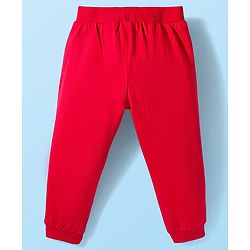 Babyhug Disney Terry Knit Full Sleeves Sweatshirt and Track Pant Set with Mickey Mouse Graphic - White & Red