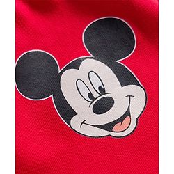 Babyhug Disney Terry Knit Full Sleeves Sweatshirt and Track Pant Set with Mickey Mouse Graphic - White & Red