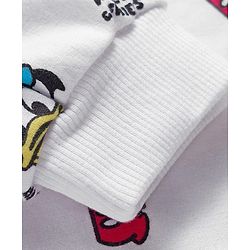 Babyhug Disney Terry Knit Full Sleeves Sweatshirt and Track Pant Set with Mickey Mouse Graphic - White & Red