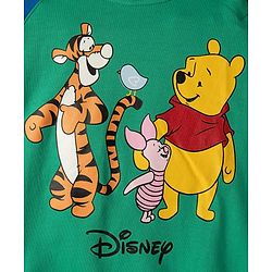 Babyhug Disney Terry Knit  Full Raglan Sleeves Cut & Sew Sweatshirt and Track Pant with Winnie the Pooh Graphic - Green & Blue
