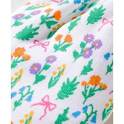 Babyhug 100% Cotton Knit Mittens & Booties With Floral Print - White