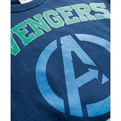 Babyhug Marvel Terry Knit Drop Shoulder Full Sleeves Sweatshirt With Front & Back Avengers Graphics - Navy Blue