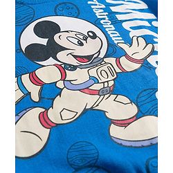 Babyhug Disney Terry Knit Full Sleeves Drop Shoulder Sweatshirt and Track Pant with Mickey Mouse Graphic - Blue