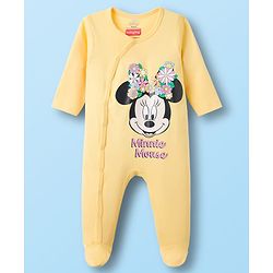 Babyhug Disney Interlock Knit Full Sleeves Footed Sleepsuit With Mickey & Friends Graphics Pack Of 2 - Yellow & White