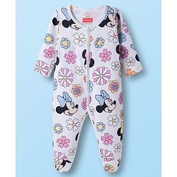Babyhug Disney Interlock Knit Full Sleeves Footed Sleepsuit With Mickey & Friends Graphics Pack Of 2 - Yellow & White