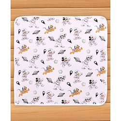 Babyhug Disney Interlock Knit Hooded Towel with Mickey & Friends Print L 76 x B 76 cm Pack Of 2 - White & Lavender