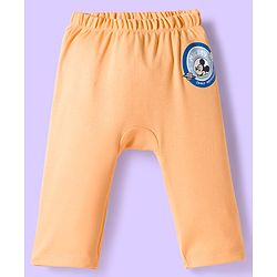 Babyhug Disney Interlock Knit Full Length Diaper Leggings With Mickey Mouse & Friends Graphics Pack of 3 - White Light Blue & Orange