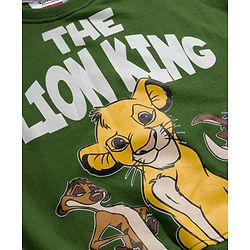 Babyhug Disney Terry Knit Full Sleeves Sweatshirt and Track Pant with Lion King Graphic & Badge Detailing - Olive Green