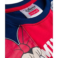 Babyhug Disney Terry Knit Full Sleeves Cut & Sew Sweatshirt & Track Pant Set With Minnie Graphics - Navy Blue