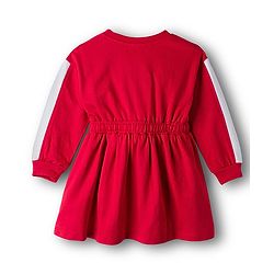 Babyhug Disney Terry Knit Drop Shoulder Full Sleeves Oversized Dress With Minnie Mouse Graphics - Maroon