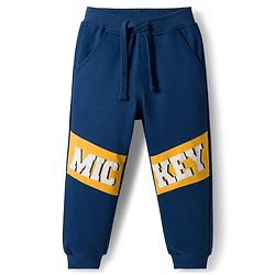 Babyhug Disney Terry Knit Full Sleeves Cut & Sew Polo T-Shirt & Lounge Pant Set with Mickey Mouse Graphics - Yellow
