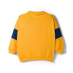Babyhug Disney Terry Knit Full Sleeves Cut & Sew Polo T-Shirt & Lounge Pant Set with Mickey Mouse Graphics - Yellow