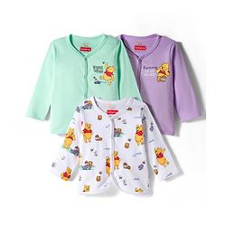 Babyhug Disney Interlock Knit Full Sleeves Jhablas With Winnie The Pooh Graphics Pack of 3 - Multicolor
