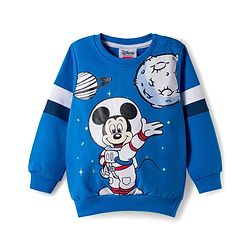 Babyhug Disney Terry Knit  Full Sleeves Sweatshirt and Track Pant with Mickey Mouse Graphic - Blue