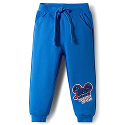 Babyhug Disney Terry Knit  Full Sleeves Sweatshirt and Track Pant with Mickey Mouse Graphic - Blue