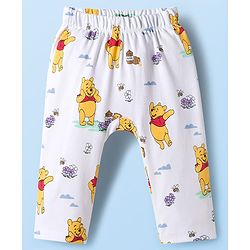 Babyhug Disney Interlock Knit Full Length Diaper Leggings with Winnie The Pooh Graphics Pack of 3 - White Light Green & Lilac