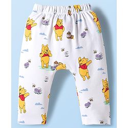 Babyhug Disney Interlock Knit Full Length Diaper Leggings with Winnie The Pooh Graphics Pack of 3 - White Light Green & Lilac