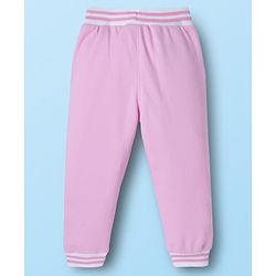 Babyhug Disney Terry Knit Drop Shoulder Full Sleeves Sweatshirt & Lounge Pant Set with Minnie Mouse Graphic - Pink