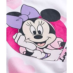Babyhug Disney Terry Knit Drop Shoulder Full Sleeves Sweatshirt & Lounge Pant Set with Minnie Mouse Graphic - Pink