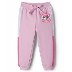 Babyhug Disney Terry Knit Full Sleeves Cut & Sew Sweatshirt & Lounge Pant Set with Minnie Mouse Graphic & Kangaroo Pocket - Pink
