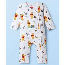 Babyhug Disney Interlock Knit Full Sleeves Romper with Winnie the Pooh Graphic Pack of 3 - White Lavender & Sea Green