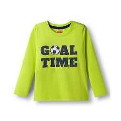 Babyhug 100% Cotton Knit Full Sleeves T-Shirts with Stripe & Happy & Goal Time Text Print Pack of 3 - Navy Blue & Lime Green