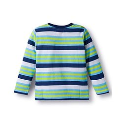Babyhug 100% Cotton Knit Full Sleeves T-Shirts with Stripe & Happy & Goal Time Text Print Pack of 3 - Navy Blue & Lime Green