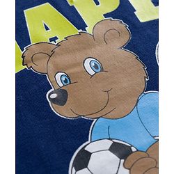 Babyhug 100% Cotton Knit Full Sleeves T-Shirts with Stripe & Happy & Goal Time Text Print Pack of 3 - Navy Blue & Lime Green