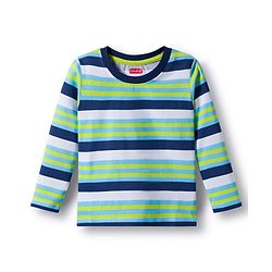 Babyhug 100% Cotton Knit Full Sleeves T-Shirts with Stripe & Happy & Goal Time Text Print Pack of 3 - Navy Blue & Lime Green