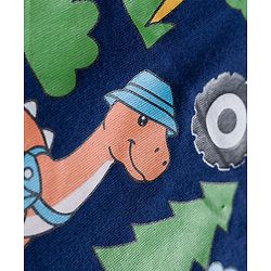 Babyhug 100% Cotton Knit Full Sleeves T-Shirts with Dino Print & Stripes Pack of 3 - Navy Blue White & White
