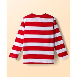 Babyhug 100% Cotton Knit Full Sleeves T-Shirts with Dino Print & Stripes Pack of 3 - Navy Blue White & White