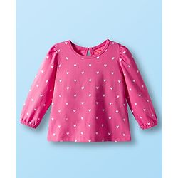 Babyhug 100% Cotton Knit Full Sleeves T-Shirts with Floral Bear & Heart Print Pack of 3 - White Pink & Green