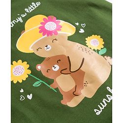 Babyhug 100% Cotton Knit Full Sleeves T-Shirts with Floral Bear & Heart Print Pack of 3 - White Pink & Green