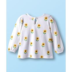Babyhug 100% Cotton Knit Full Sleeves T-Shirts with Floral Bear & Heart Print Pack of 3 - White Pink & Green