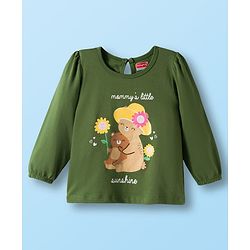 Babyhug 100% Cotton Knit Full Sleeves T-Shirts with Floral Bear & Heart Print Pack of 3 - White Pink & Green