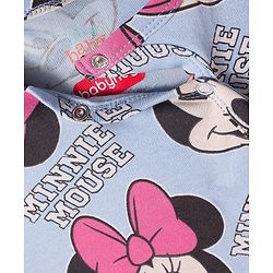 Babyhug Disney Interlock Knit Full Sleeves Front Open Romper with Minnie Mouse Graphics - Blue