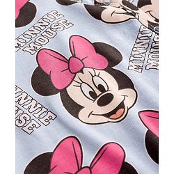 Babyhug Disney Interlock Knit Full Sleeves Front Open Romper with Minnie Mouse Graphics - Blue