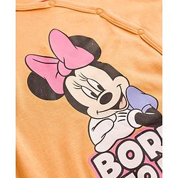 Babyhug Disney Interlock Knit Full Sleeves Front Open Romper with Minnie Mouse Graphics - Orange