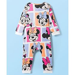 Babyhug Disney Interlock Knit Full Sleeves Front Open Romper with Minnie Mouse Graphics - Multicolor