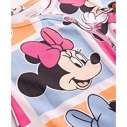 Babyhug Disney Interlock Knit Full Sleeves Front Open Romper with Minnie Mouse Graphics - Multicolor