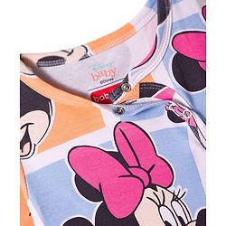 Babyhug Disney Interlock Knit Full Sleeves Front Open Romper with Minnie Mouse Graphics - Multicolor
