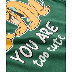 Babyhug Disney Interlock Knit Full Sleeves Romper With Mickey Mouse & Friends Print - Green