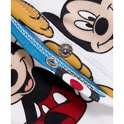 Babyhug Disney Interlock Knit Full Sleeves Romper with Mickey Mouse and Friends Graphics - White