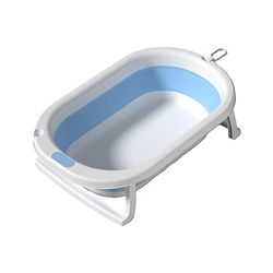 Babyhug Foldable Baby Bathtub - Blue - Free Size| Ideal for Infants & Toddlers| For Boys & Girls| Drain Plug| Non-slip Base| Travel Friendly| Compact Fold for Easy Storing