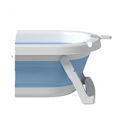 Babyhug Foldable Baby Bathtub - Blue - Free Size| Ideal for Infants & Toddlers| For Boys & Girls| Drain Plug| Non-slip Base| Travel Friendly| Compact Fold for Easy Storing