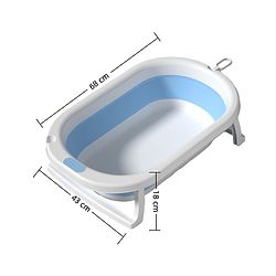 Babyhug Foldable Baby Bathtub - Blue - Free Size| Ideal for Infants & Toddlers| For Boys & Girls| Drain Plug| Non-slip Base| Travel Friendly| Compact Fold for Easy Storing