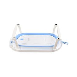 Babyhug Foldable Baby Bathtub - Blue - Free Size| Ideal for Infants & Toddlers| For Boys & Girls| Drain Plug| Non-slip Base| Travel Friendly| Compact Fold for Easy Storing