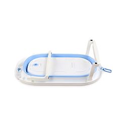 Babyhug Foldable Baby Bathtub - Blue - Free Size| Ideal for Infants & Toddlers| For Boys & Girls| Drain Plug| Non-slip Base| Travel Friendly| Compact Fold for Easy Storing